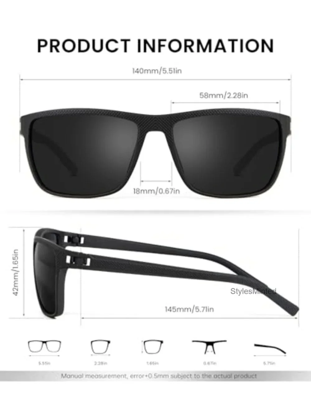 Classic Retro Square Polarized Sunglasses UV Protection Driving Fishing Golf Men